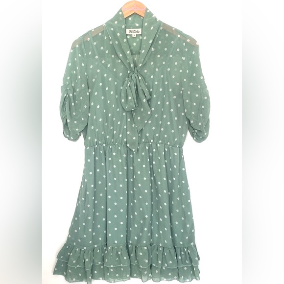 (A10) NEW Listicle Large Polka Dot necktie midi Dress, Size Large, NWOT - Picture 3 of 12